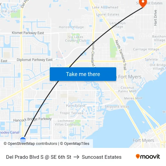Del Prado Blvd S @ SE 6th St to Suncoast Estates map