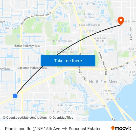 Pine Island Rd @ NE 15th Ave to Suncoast Estates map