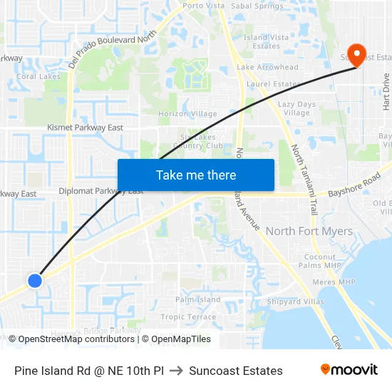 Pine Island Rd @ NE 10th Pl to Suncoast Estates map