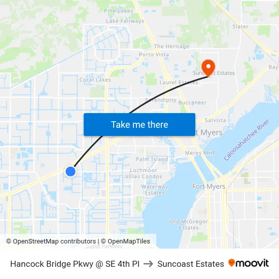 Hancock Bridge Pkwy @ SE 4th Pl to Suncoast Estates map