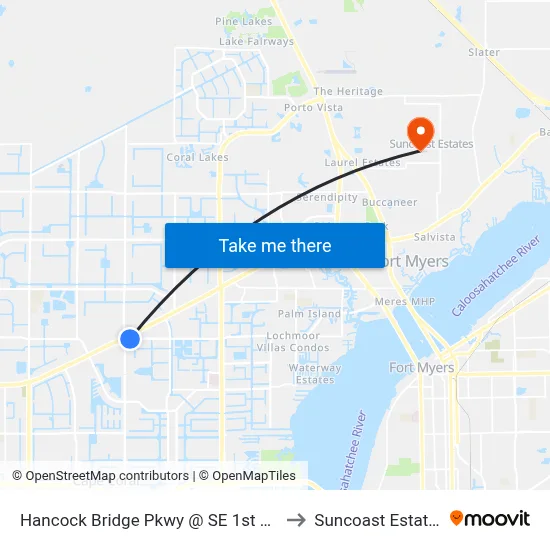 Hancock Bridge Pkwy @ SE 1st Ave to Suncoast Estates map
