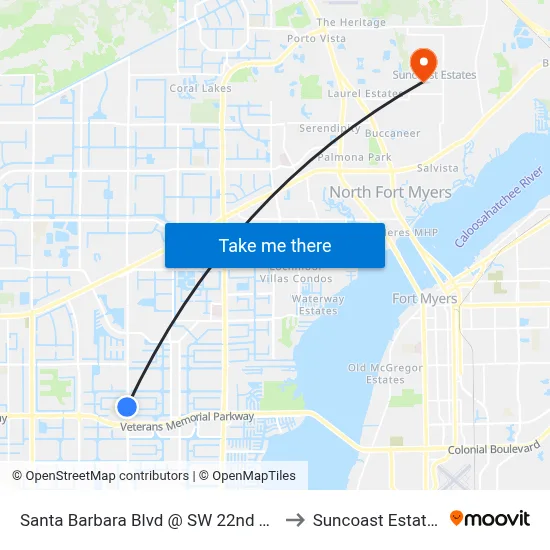 Santa Barbara Blvd @ SW 22nd Ter to Suncoast Estates map