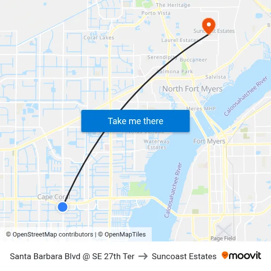 Santa Barbara Blvd @ SE 27th Ter to Suncoast Estates map