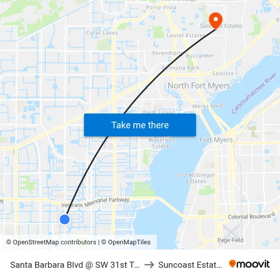 Santa Barbara Blvd @ SW 31st Ter to Suncoast Estates map
