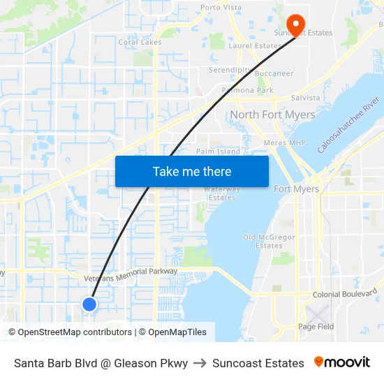 Santa Barb Blvd @ Gleason Pkwy to Suncoast Estates map
