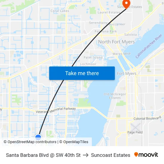 Santa Barbara Blvd @ SW 40th St to Suncoast Estates map