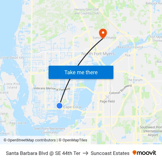 Santa Barbara Blvd @ SE 44th Ter to Suncoast Estates map