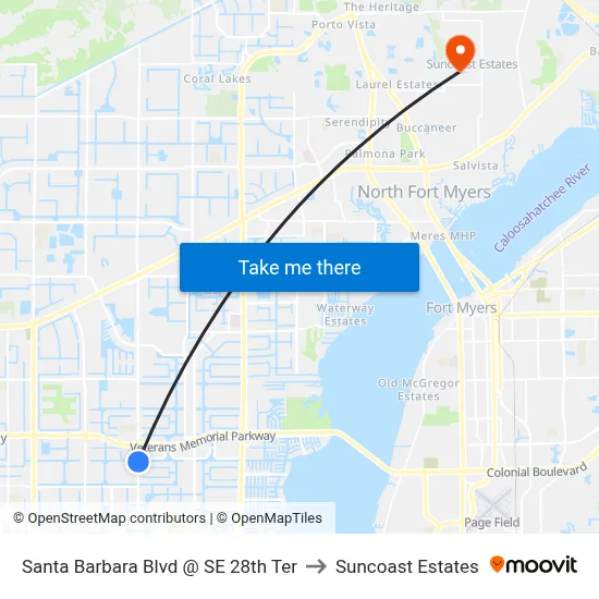 Santa Barbara Blvd @ SE 28th Ter to Suncoast Estates map