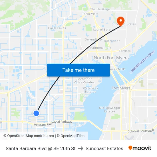 Santa Barbara Blvd @ SE 20th St to Suncoast Estates map