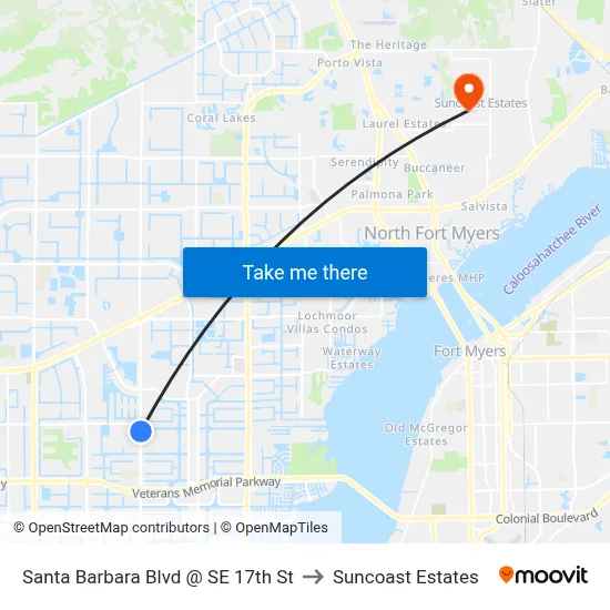 Santa Barbara Blvd @ SE 17th St to Suncoast Estates map