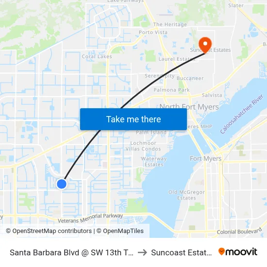 Santa Barbara Blvd @ SW 13th Ter to Suncoast Estates map