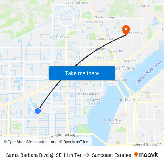 Santa Barbara Blvd @ SE 11th Ter to Suncoast Estates map