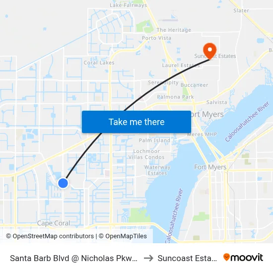 Santa Barb Blvd @ Nicholas Pkwy-Eb to Suncoast Estates map