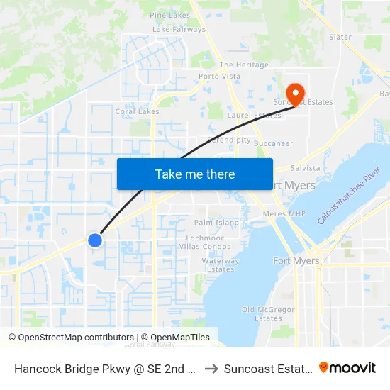 Hancock Bridge Pkwy @ SE 2nd Ave to Suncoast Estates map