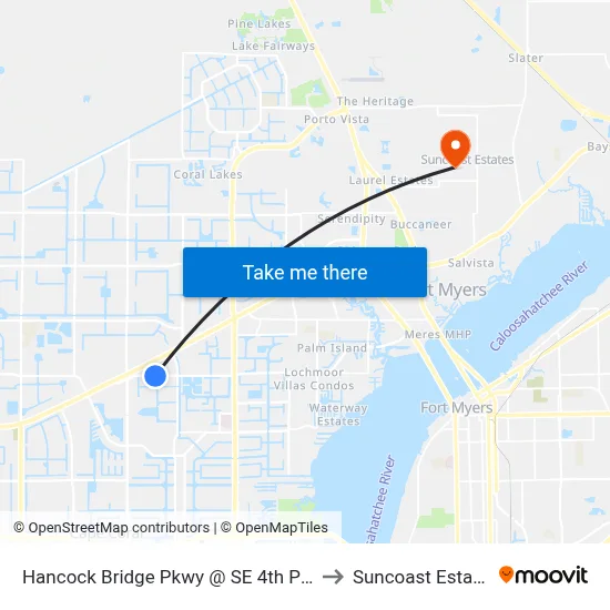 Hancock Bridge Pkwy @ SE 4th Pl-Eb to Suncoast Estates map