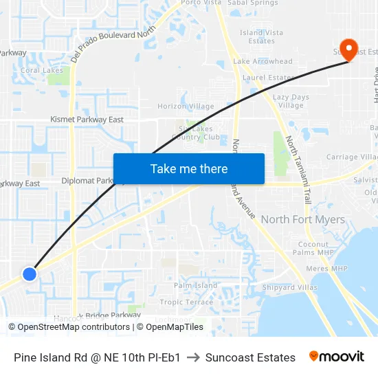 Pine Island Rd @ NE 10th Pl-Eb1 to Suncoast Estates map