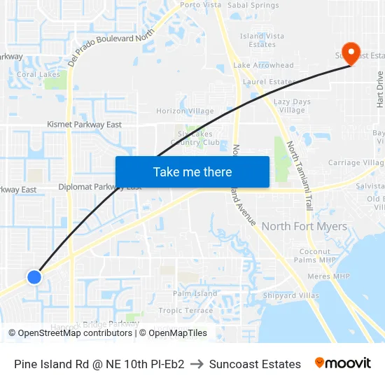 Pine Island Rd @ NE 10th Pl-Eb2 to Suncoast Estates map