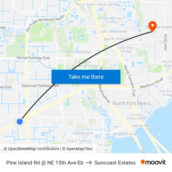 Pine Island Rd @ NE 15th Ave-Eb to Suncoast Estates map