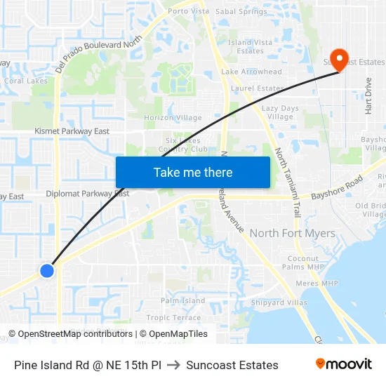 Pine Island Rd @ NE 15th Pl to Suncoast Estates map