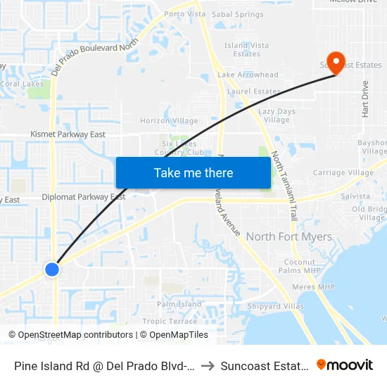 Pine Island Rd @ Del Prado Blvd-Eb to Suncoast Estates map