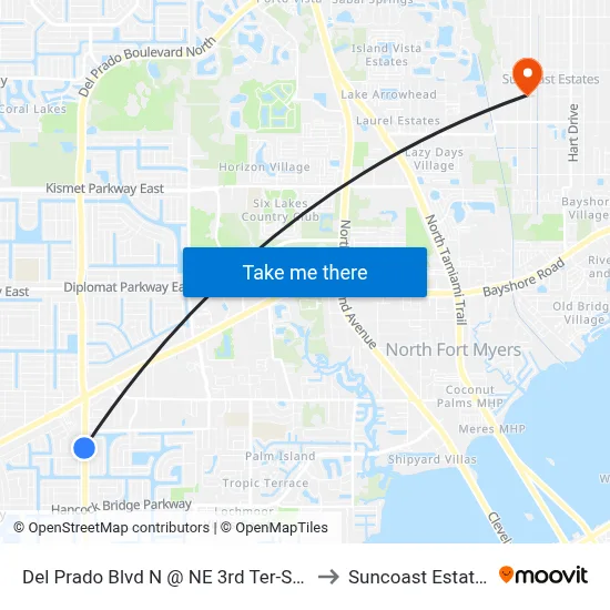 Del Prado Blvd N @ NE 3rd Ter-Sb 2 to Suncoast Estates map