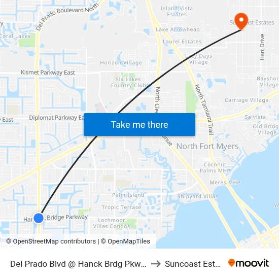 Del Prado Blvd @ Hanck Brdg Pkwy-Sb 2 to Suncoast Estates map