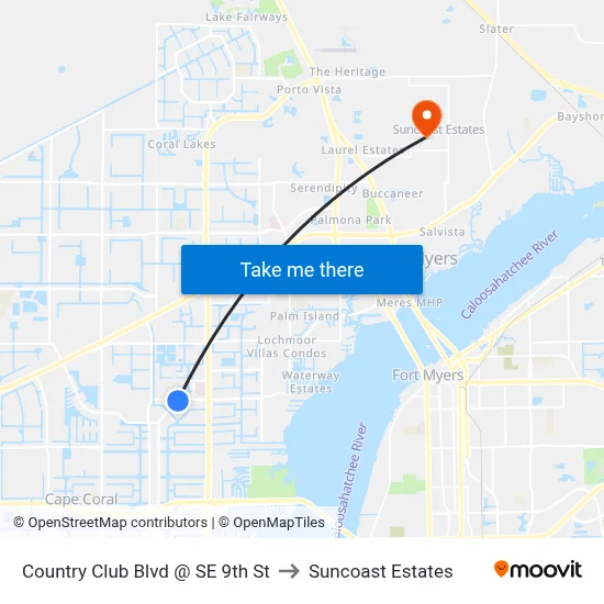 Country Club Blvd @ SE 9th St to Suncoast Estates map