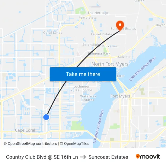 Country Club Blvd @ SE 16th Ln to Suncoast Estates map
