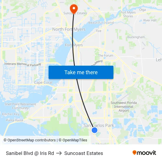 Sanibel Blvd @ Iris Rd to Suncoast Estates map