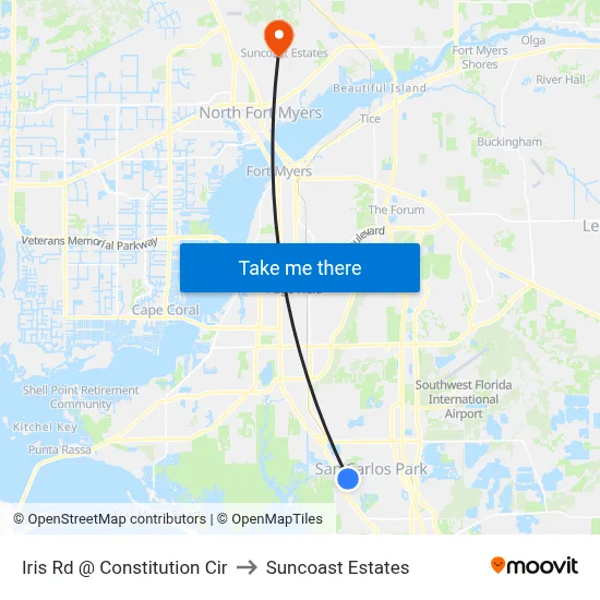 Iris Rd @ Constitution Cir to Suncoast Estates map