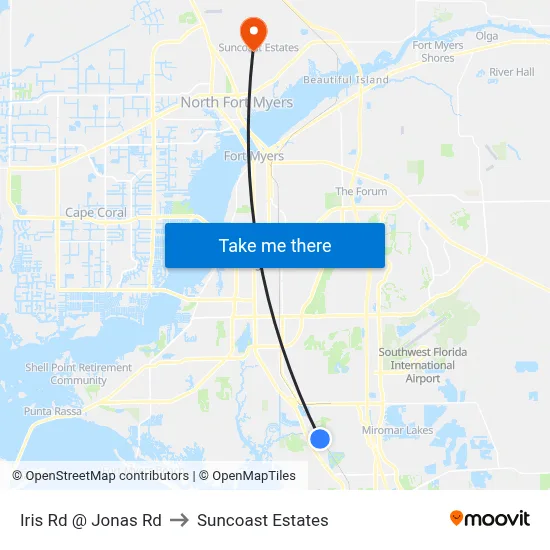 Iris Rd @ Jonas Rd to Suncoast Estates map