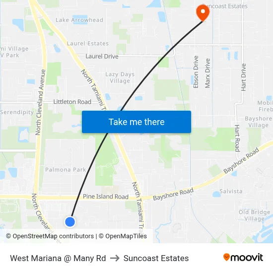 West Mariana @ Many Rd to Suncoast Estates map