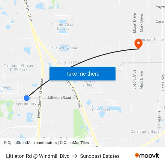 Littleton Rd @ Windmill Blvd to Suncoast Estates map
