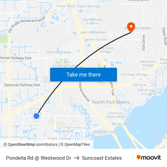 Pondella Rd @ Westwood Dr to Suncoast Estates map
