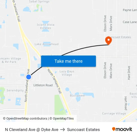 N Cleveland Ave @ Dyke Ave to Suncoast Estates map