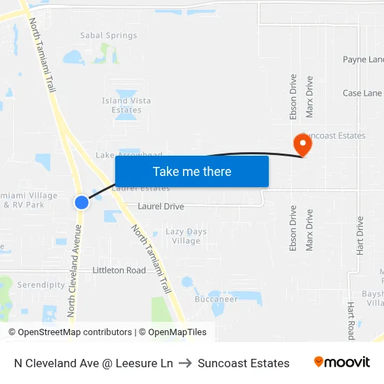 N Cleveland Ave @ Leesure Ln to Suncoast Estates map