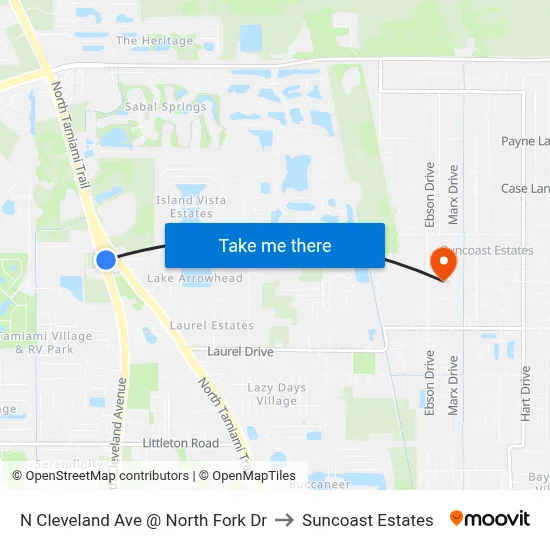 N Cleveland Ave @ North Fork Dr to Suncoast Estates map