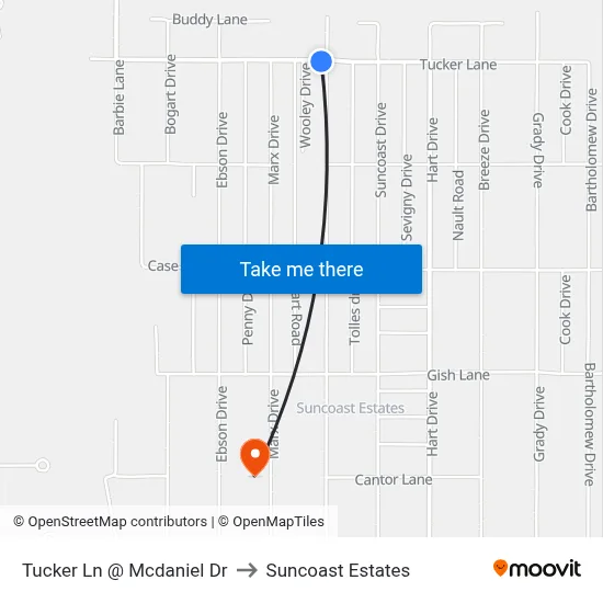Tucker Ln @ Mcdaniel Dr to Suncoast Estates map