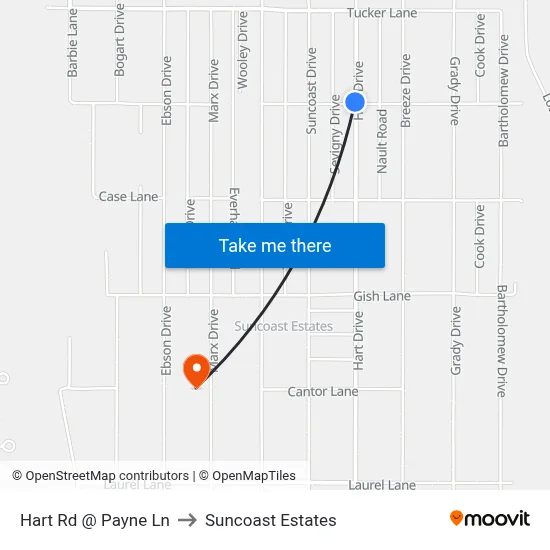 Hart Rd @ Payne Ln to Suncoast Estates map