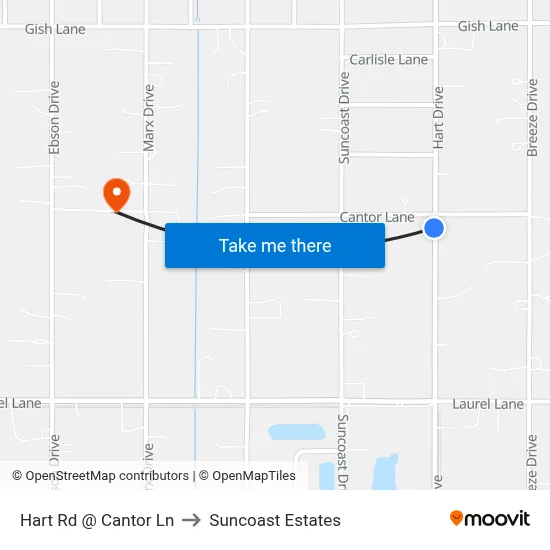 Hart Rd @ Cantor Ln to Suncoast Estates map