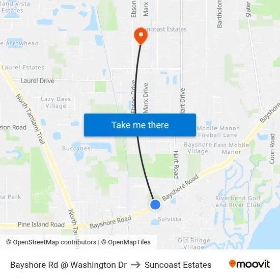 Bayshore Rd @ Washington Dr to Suncoast Estates map