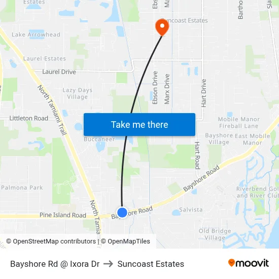 Bayshore Rd @ Ixora Dr to Suncoast Estates map