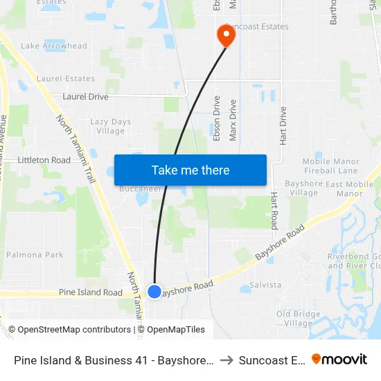 Pine Island & Business 41 - Bayshore Rd @ Crescent to Suncoast Estates map