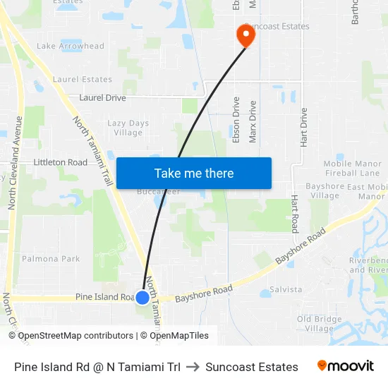 Pine Island Rd @ N Tamiami Trl to Suncoast Estates map