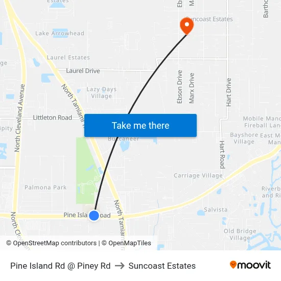 Pine Island Rd @ Piney Rd to Suncoast Estates map