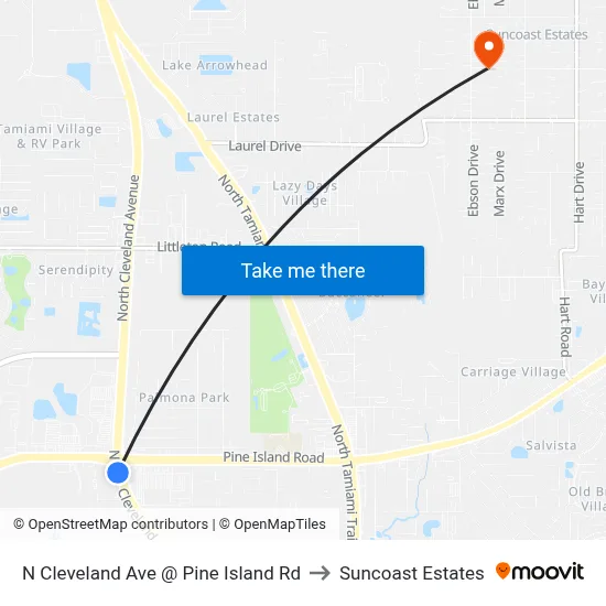 N Cleveland Ave @ Pine Island Rd to Suncoast Estates map