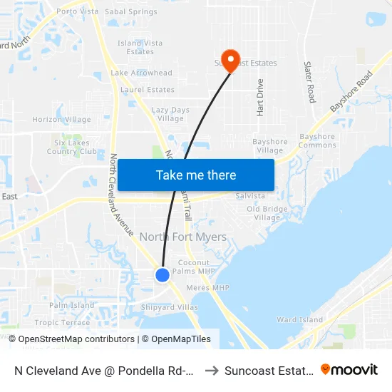 N Cleveland Ave @ Pondella Rd-Sb2 to Suncoast Estates map