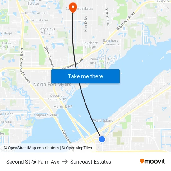 Second St @ Palm Ave to Suncoast Estates map