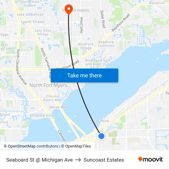 Seaboard St @ Michigan Ave to Suncoast Estates map