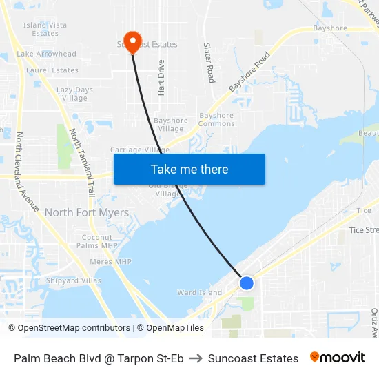 Palm Beach Blvd @ Tarpon St-Eb to Suncoast Estates map